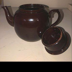 Antique Brown Betty Rockingham Style Tea Pot.